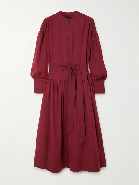  Joseph Joseph - Emma Belted Wool-blend Crepe Midi Dress - Red 