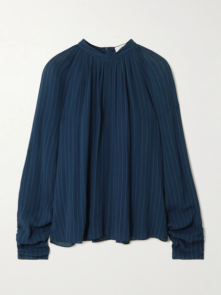  Joseph Joseph - Garcia Pinstriped Cutout Crepe Blouse - Indigo 