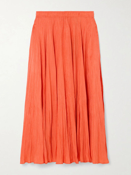  Joseph Joseph - Sully Pleated Silk-habotai Midi Skirt - Orange 