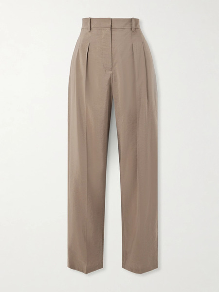  Joseph Joseph - Tarn Pleated Silk-blend Drill Wide-leg Pants - Brown 