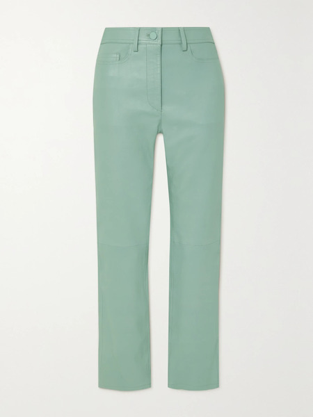  Joseph Joseph - Teddy Cropped Paneled Leather Slim-leg Pants - Green 