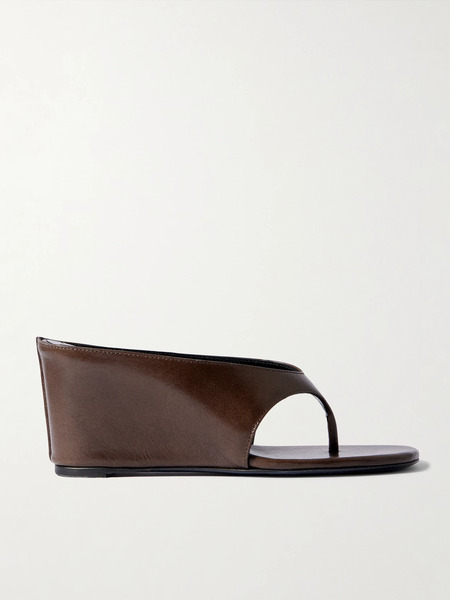  Jude Jude - Yaga Leather Wedge Sandals - Chocolate 