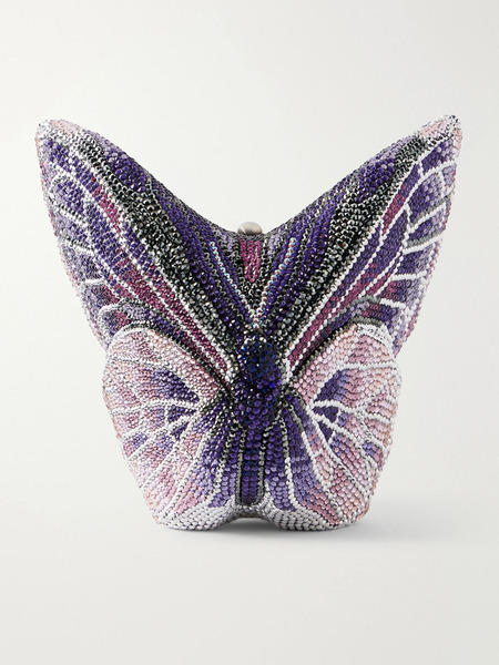  Judith Leiber Couture Judith Leiber Couture - Butterfly Crystal-embellished Silver-tone Clutch - Purple 