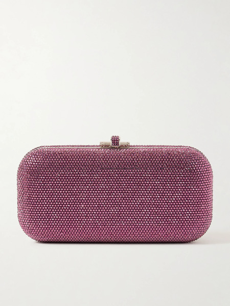  Judith Leiber Couture Judith Leiber Couture - Long Slide Crystal-embellished Silver-tone Clutch - Pink 