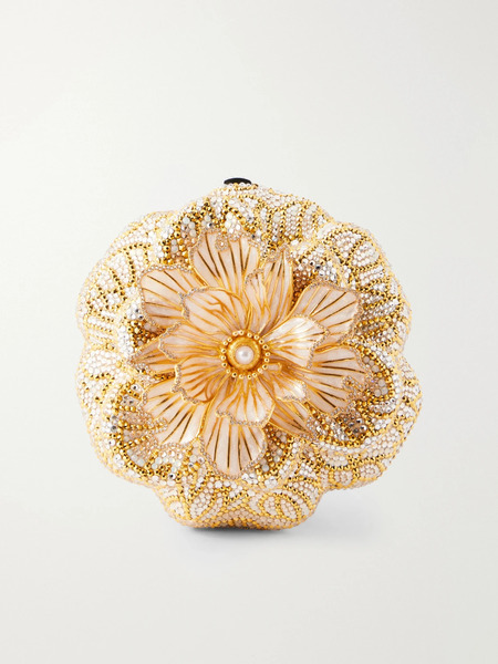  Judith Leiber Couture Judith Leiber Couture - Magnolia Crystal-embellished Gold-tone Clutch - Marigold 