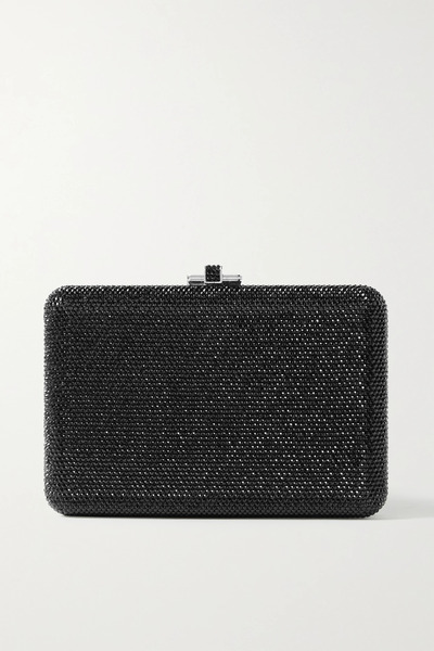  Judith Leiber Couture Judith Leiber Couture - Slim Slide Crystal-embellished Silver-tone Clutch - Black 