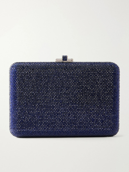  Judith Leiber Couture Judith Leiber Couture - Slim Slide Crystal-embellished Silver-tone Clutch - Indigo 