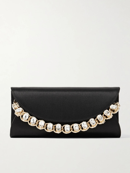  Judith Leiber Couture Judith Leiber Couture - Taylor Crystal-embellished Satin Clutch - Black 