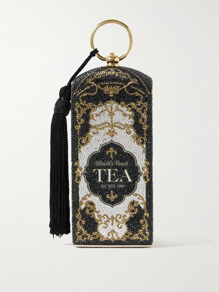  Judith Leiber Couture Judith Leiber Couture - Tea Crystal-embellished Gold-tone Clutch - Black 