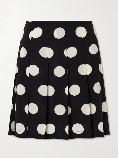  Junya Watanabe Junya Watanabe - Pleated Polka-dot Georgette Midi Skirt - Black 