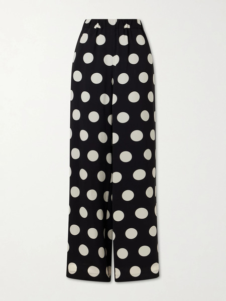  Junya Watanabe Junya Watanabe - Polka-dot Georgette Wide-leg Pants - Black 