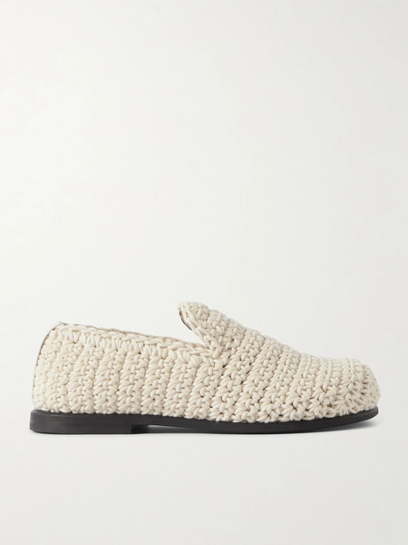  Jw Anderson Jw Anderson - Crocheted Leather-trimmed Cotton Loafers - Ivory 