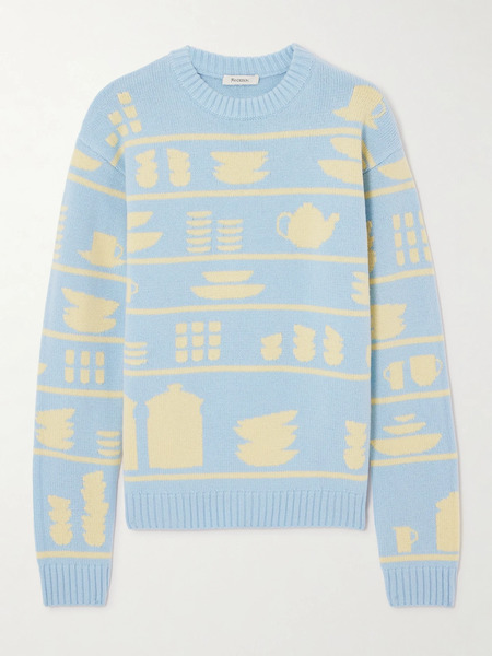  Jw Anderson Jw Anderson - Crockery Intarsia-knit Wool Sweater - Blue 