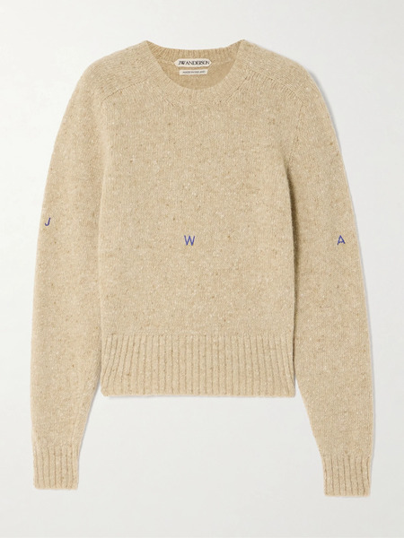  Jw Anderson Jw Anderson - Embroidered Merino Wool And Mohair-blend Sweater - Beige 