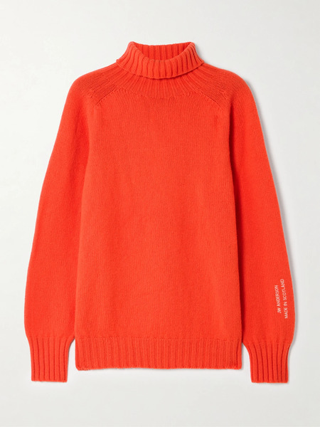  Jw Anderson Jw Anderson - Embroidered Merino Wool Turtleneck Sweater - Bright Orange 