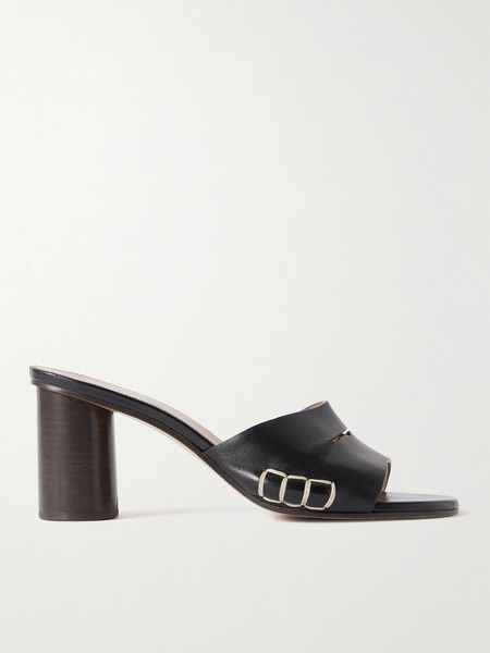  Jw Anderson Jw Anderson - Loafer Whipstitched Leather Mules - Black 