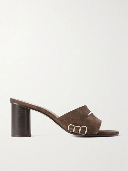  Jw Anderson Jw Anderson - Loafer Whipstitched Suede Mules - Brown 