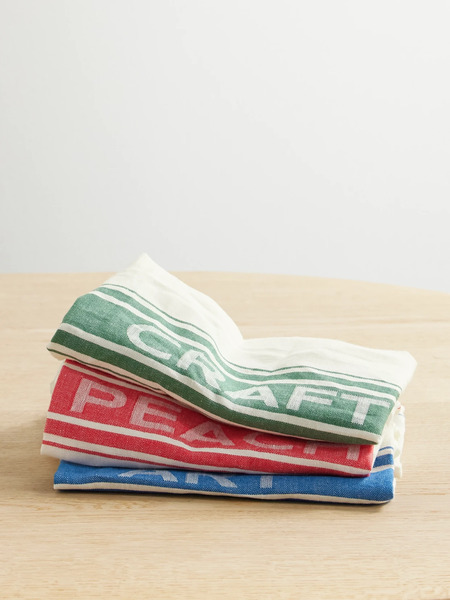  Jw Anderson Jw Anderson - Neilly Set Of Three Striped Linen Napkins - Off-white 