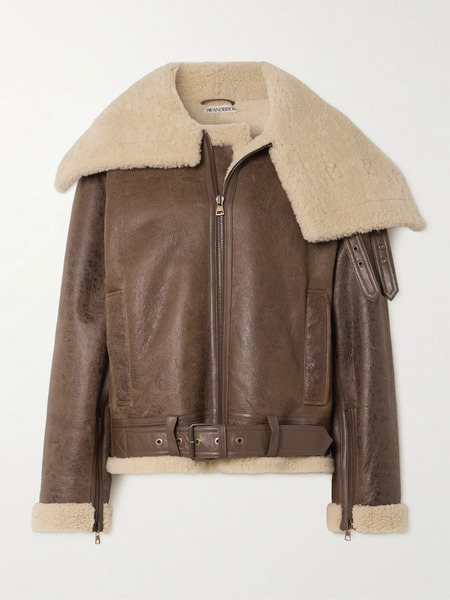  Jw Anderson Jw Anderson - Oversized Belted Shearling Jacket - Brown 