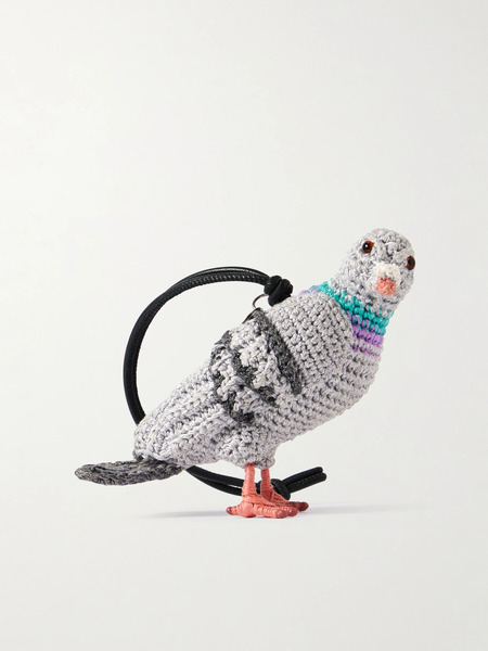  Jw Anderson Jw Anderson - Pigeon Crocheted Cotton And Leather Bag Charm - Multi 