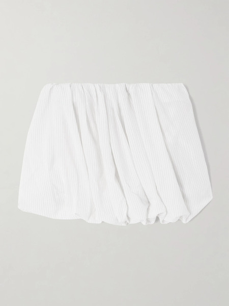  Jw Anderson Jw Anderson - Pleated Pinstriped Poplin Mini Skirt - Off-white 