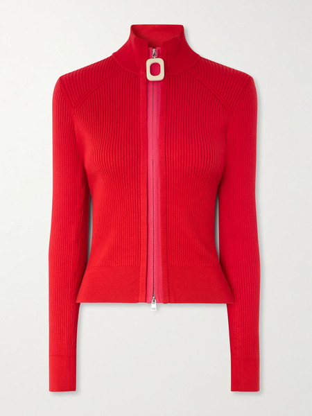  Jw Anderson Jw Anderson - Ribbed Cotton-blend Cardigan - Red 