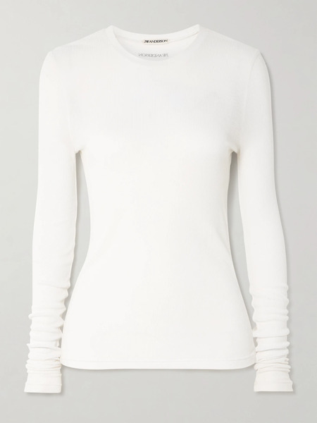  Jw Anderson Jw Anderson - Ribbed Modal-jersey T-shirt - Off-white 