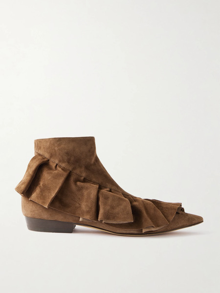  Jw Anderson Jw Anderson - Ruffled Suede Ankle Boots - Brown 