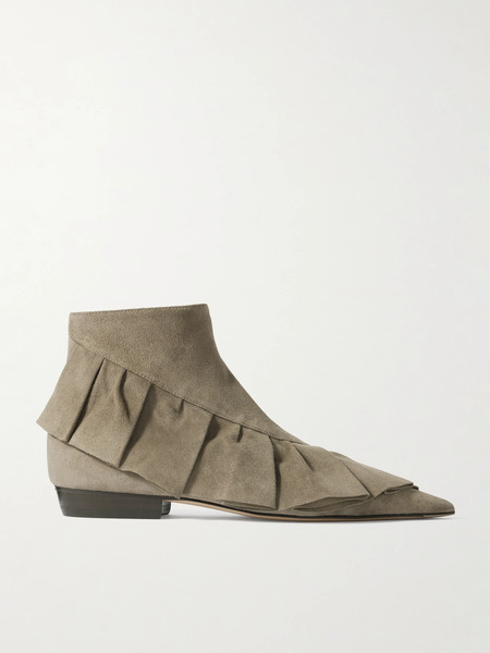  Jw Anderson Jw Anderson - Ruffled Suede Ankle Boots - Gray 