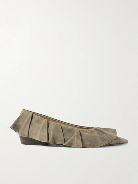  Jw Anderson Jw Anderson - Ruffled Suede Ballet Flats - Gray 