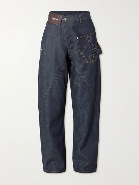  Jw Anderson Jw Anderson - Twisted Asymmetric Embroidered High-rise Jeans - Indigo 