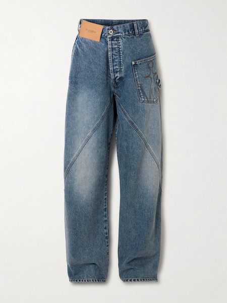  Jw Anderson Jw Anderson - Twisted Asymmetric Embroidered High-rise Jeans - Mid Denim 