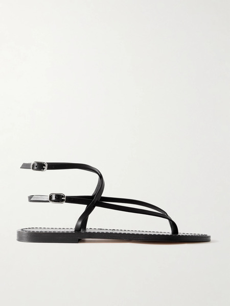  K Jacques St Tropez K Jacques St Tropez - Abako Leather Sandals - Black 