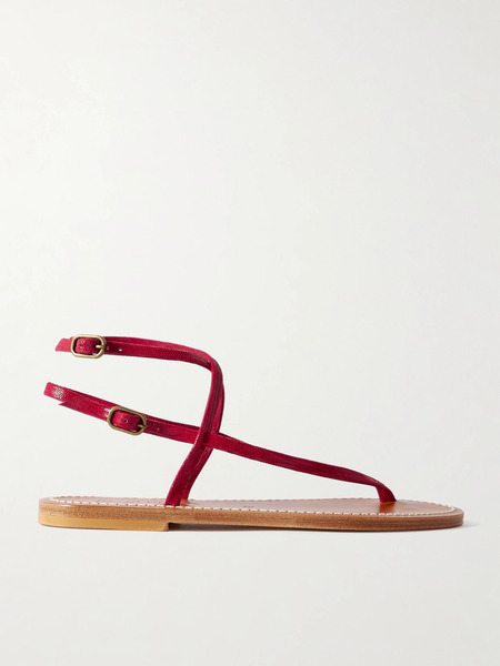  K Jacques St Tropez K Jacques St Tropez - Abako Lizard-effect Leather Sandals - Red 