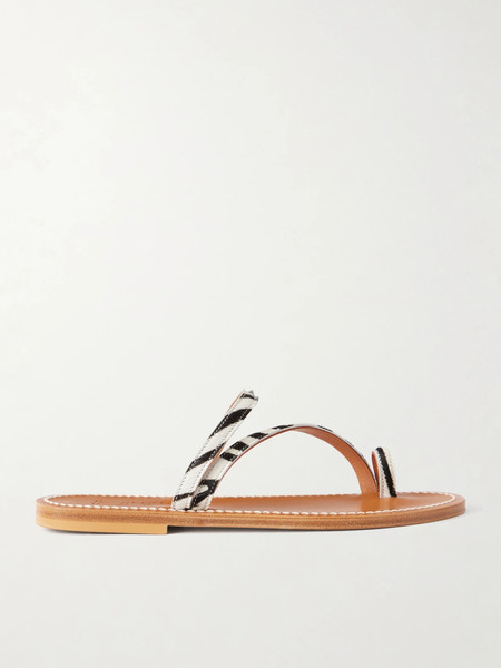  K Jacques St Tropez K Jacques St Tropez - Actium Zebra-print Calf Hair Sandals - Zebra Print 