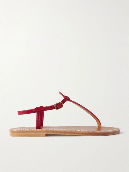  K Jacques St Tropez K Jacques St Tropez - Picon Lizard-effect Leather Sandals - Red 