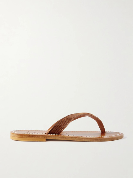  K Jacques St Tropez K Jacques St Tropez - Torino Lizard-effect Leather Sandals - Chocolate 