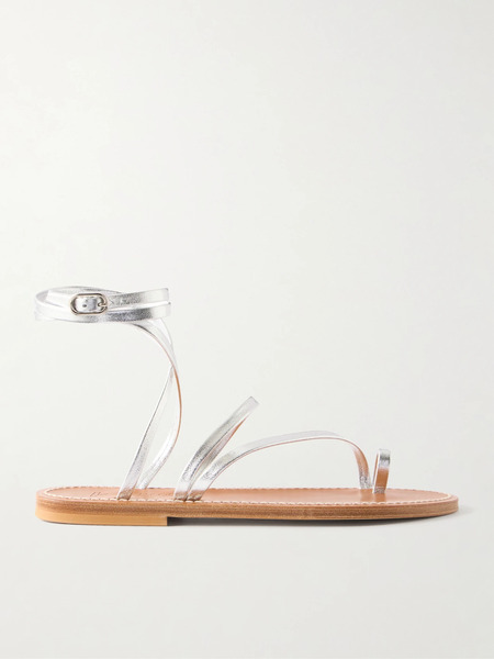  K Jacques St Tropez K Jacques St Tropez - Widow Metallic Leather Thong Sandals - Silver 