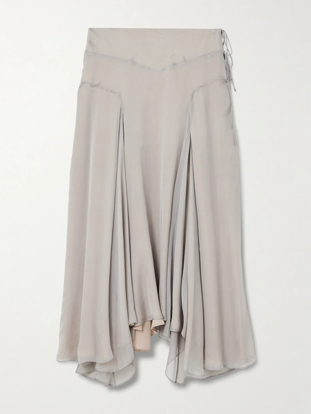  Kallmeyer Kallmeyer - Alyse Asymmetric Pleated Silk-chiffon Skirt - Light Gray 