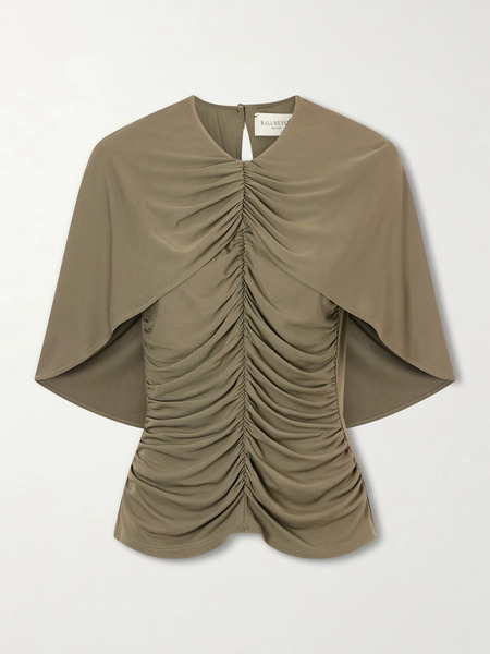  Kallmeyer Kallmeyer - Emme Cape-effect Gathered Jersey Top - Gray Green 