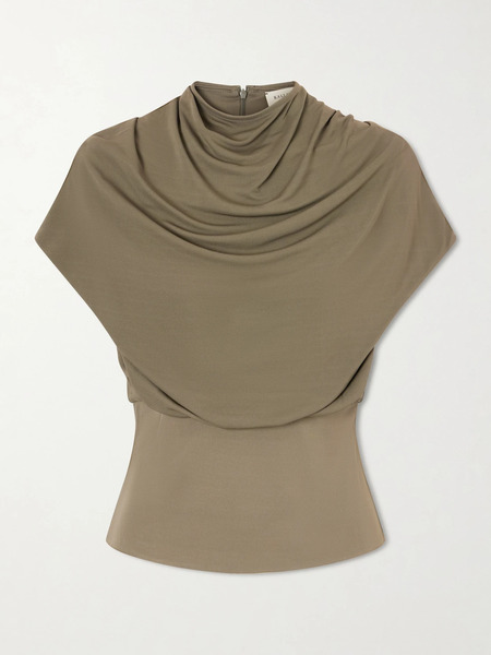  Kallmeyer Kallmeyer - Jocelyn Gathered Draped Jersey Top - Gray Green 