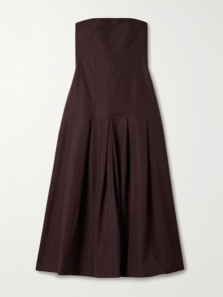  Kallmeyer Kallmeyer - Maeve Pleated Wool-blend Twill Midi Dress - Dark Brown 