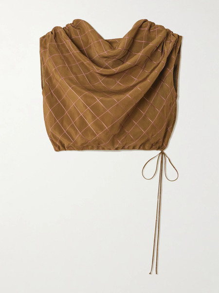  Kallmeyer Kallmeyer - Naia Checked Draped Voile Top - Brown 