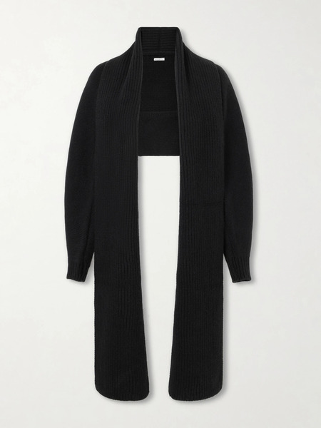  Kallmeyer Kallmeyer - Suki Shrug Ribbed-knit Wool And Cashmere-blend Cardigan - Black 