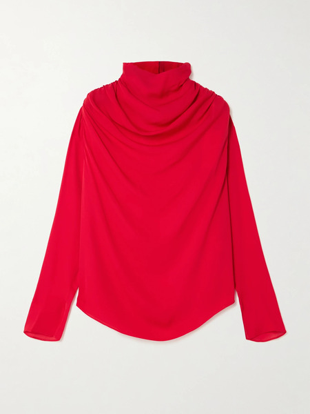  Kallmeyer Kallmeyer - Tabitha Draped Silk-georgette Blouse - Red 