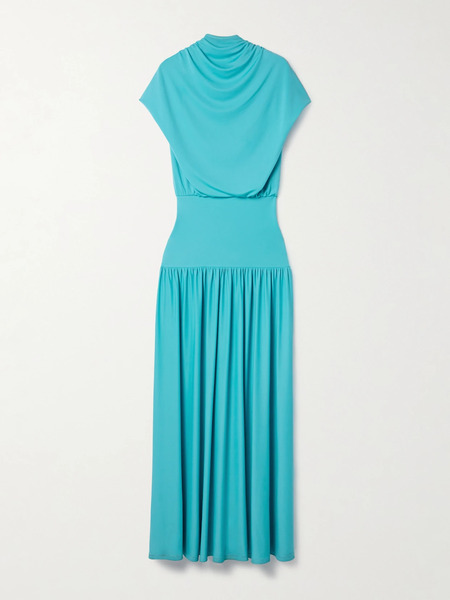  Kallmeyer Kallmeyer - Victoria Draped Stretch-jersey Maxi Dress - Turquoise 
