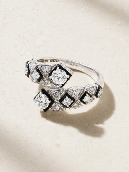  Kamyen Kamyen - Infinity 18-karat White Gold, Diamond And Enamel Ring - Silver 