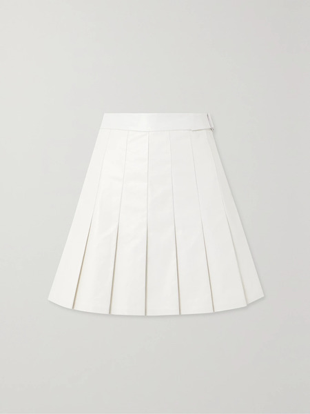  Kassl Editions Kassl Editions - Pleated Coated Cotton-blend Mini Skirt - White 