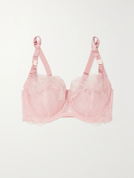  Katherine Hamilton Katherine Hamilton - Priya Embroidered Tulle And Satin Underwired Bra - Pastel Pink 