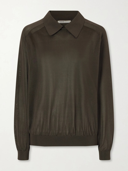  Khaite Khaite - Alexa Silk-knitted Polo Sweater - Brown 